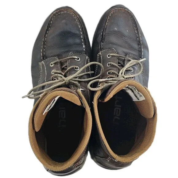 Carhartt Boots Moc Toe Chukka Wedge Brown Leather Work Mens 11.5 Rugged Classic - Picture 3 of 11
